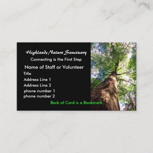 profile card, Highlands Nature Sanctuary Business Card Template