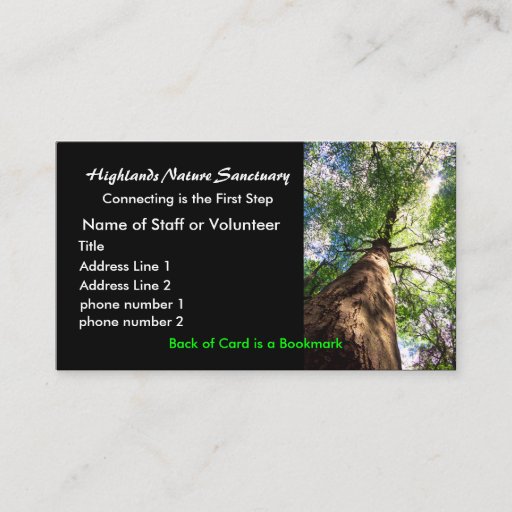 Customizable profile card, Highlands Nature Sanctuary Business Card Template