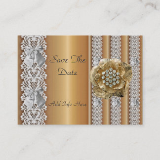 Profile Card Save the Date Wedding Gold Lace Jewel