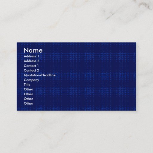 Customizable Profile Card Template - Blue Plaid Texture Business Card Template