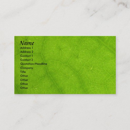 Customizable Profile Card Template - Green Leaf Texture Business Card Templates