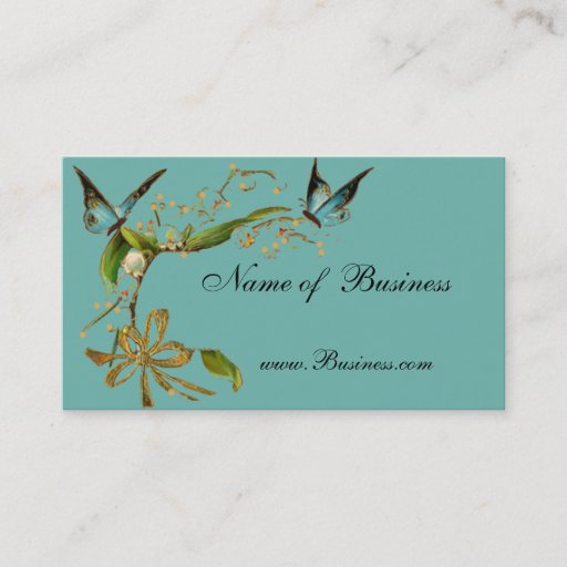 Customizable Profile Card Vintage Butterflies Teal Business Card Templates