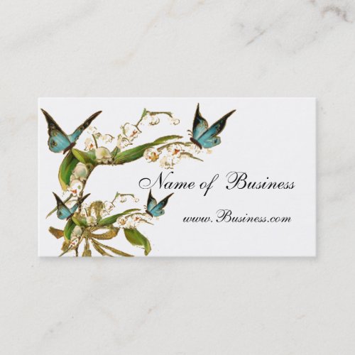 Profile Card Vintage Butterflies White Business Card