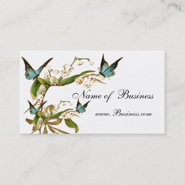 Profile Card Vintage Butterflies White (Front)