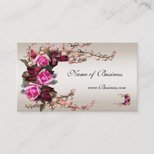 Profile Card Vintage Cream Pink Roses Business Cards