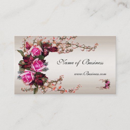 Customizable Profile Card Vintage Cream Pink Roses Business Cards