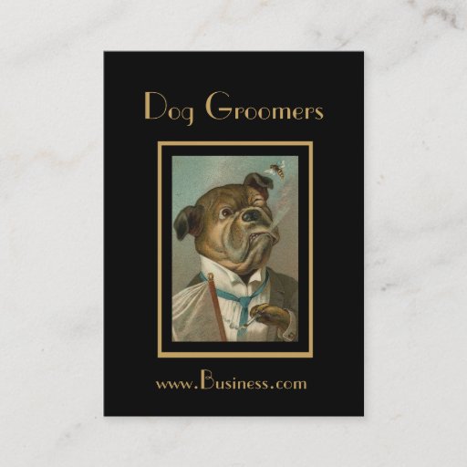 Customizable Profile Card Vintage Dog Groomers Business Card Templates