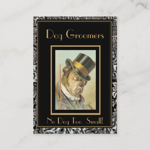Customizable Profile Card Vintage Dog Groomers 2 Frame Business Card Template