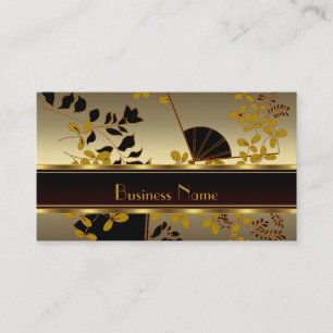Profile Card Vintage Floral Gold Black Asian