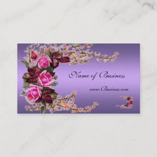 Customizable Profile Card Vintage Mauve Purple Pink Roses Business Cards