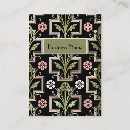 Profile Card Vintage Pink Black Floral Business Card