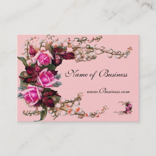Profile Card Vintage Pink Roses Business Card Template