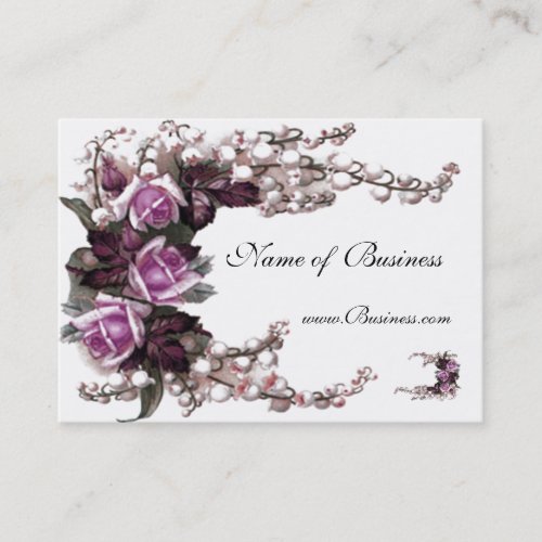 Profile Card Vintage Pink Roses White Business Card Templates