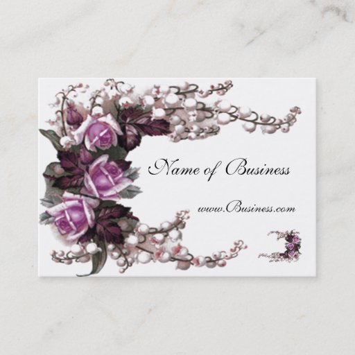 Customizable Profile Card Vintage Pink Roses White Business Card Templates