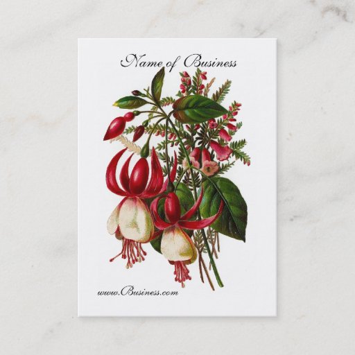 Customizable Profile Card Vintage Red Floral Business Card
