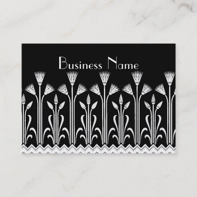 Profile Card Vintage Victorian Pattern Black White (Front)
