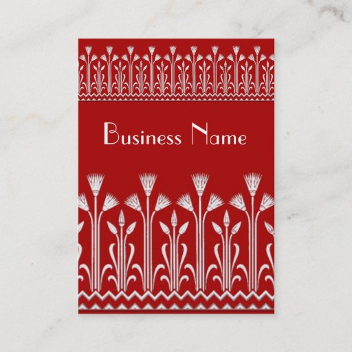 Customizable Profile Card Vintage Victorian Pattern Red White Business Card Templates