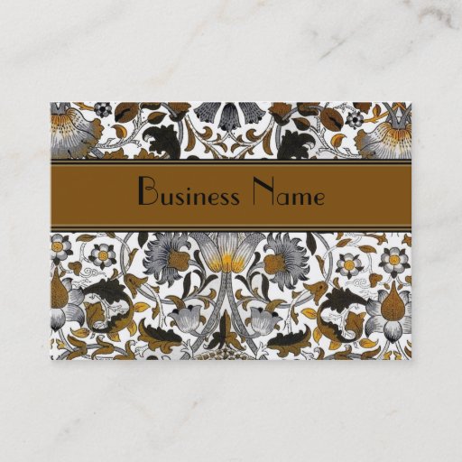 Customizable Profile Card Vintage William Morris Brown Floral Business Card