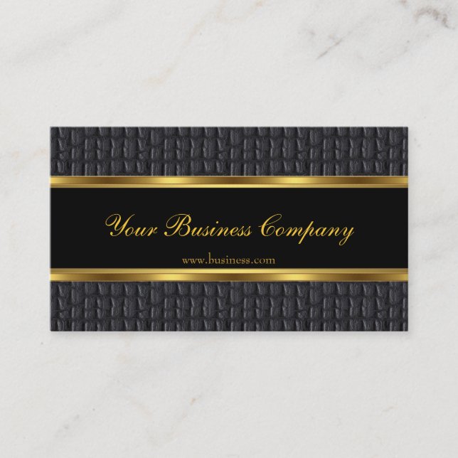 Profile Leather Look Gold Black Elegant Classy Business Card (Front)