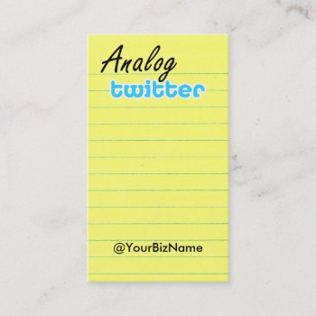 Profile / Note Card! Analogtwtr Yelbk Lined Business Card by twitterfunny at Zazzle