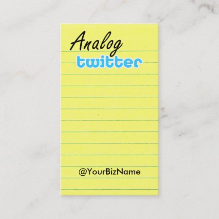 Profile / Note Card! Analogtwtr Yelbk Lined Business Card