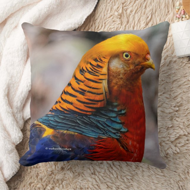 Profile of a Red Golden Pheasant Throw Pillow (Blanket)