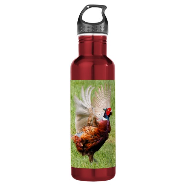 Profile of a Ring-Necked Pheasant Stainless Steel Water Bottle (Front)