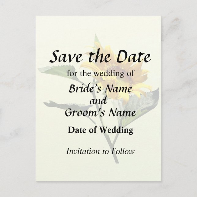 Profile of a Sunflower Save the Date Announcement Postcard (Front)