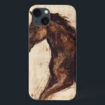 Profile of Brown Wild Horse iPhone 13 Case<br><div class="desc">The beauty of this dark horse is perfectly captured by two simple colors: brown and beige and the sharpness of the ink used in this painting makes it even more realistic. This contemporary fine art print representing a profile of a brown stallion will add character to any living room, dining...</div>