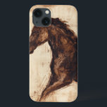 Profile of Brown Wild Horse iPhone 13 Case<br><div class="desc">The beauty of this dark horse is perfectly captured by two simple colors: brown and beige and the sharpness of the ink used in this painting makes it even more realistic. This contemporary fine art print representing a profile of a brown stallion will add character to any living room, dining...</div>