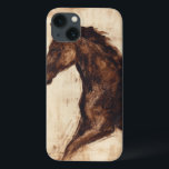 Profile of Brown Wild Horse iPhone 13 Case<br><div class="desc">The beauty of this dark horse is perfectly captured by two simple colors: brown and beige and the sharpness of the ink used in this painting makes it even more realistic. This contemporary fine art print representing a profile of a brown stallion will add character to any living room, dining...</div>