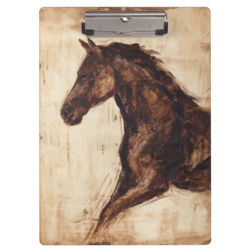 Profile of Brown Wild Horse Clipboard