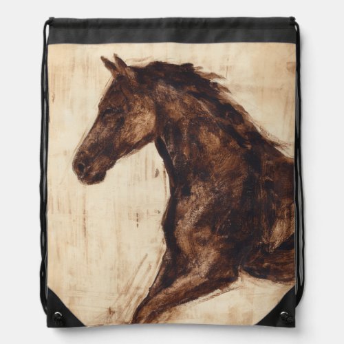 Profile of Brown Wild Horse Drawstring Bag