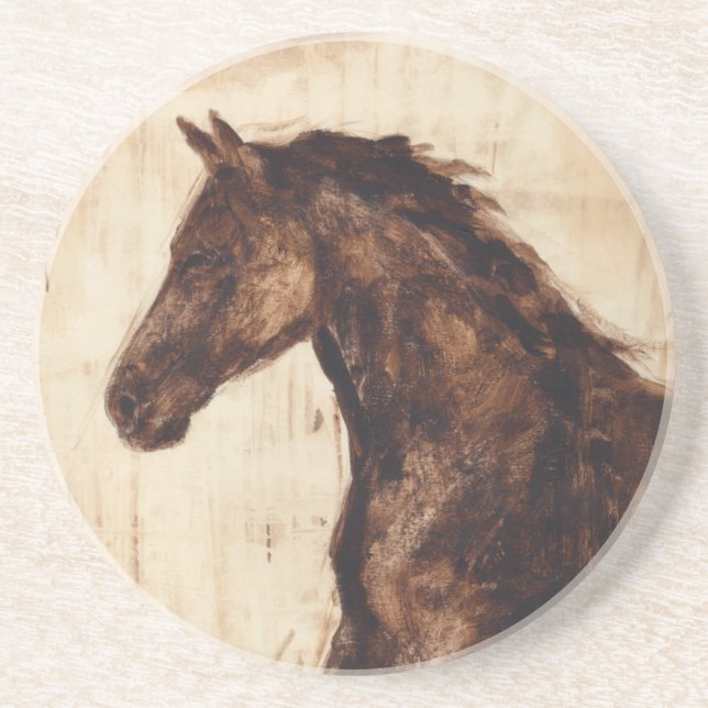 Profile of Brown Wild Horse Drink Coaster (Front)