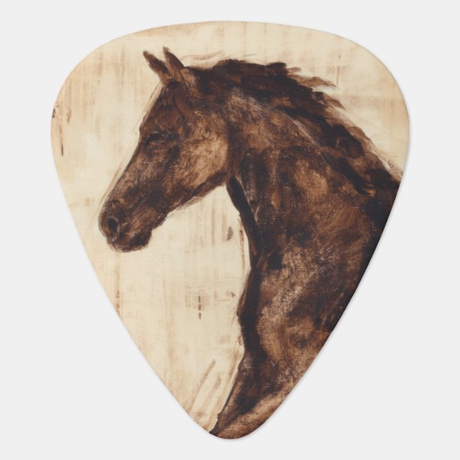 Profile of Brown Wild Horse Guitar Pick (Front)