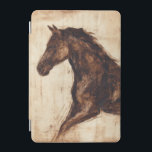 Profile of Brown Wild Horse iPad Mini Cover<br><div class="desc">The beauty of this dark horse is perfectly captured by two simple colors: brown and beige and the sharpness of the ink used in this painting makes it even more realistic. This contemporary fine art print representing a profile of a brown stallion will add character to any living room, dining...</div>
