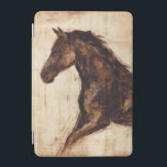 Profile of Brown Wild Horse iPad Mini Cover<br><div class="desc">The beauty of this dark horse is perfectly captured by two simple colors: brown and beige and the sharpness of the ink used in this painting makes it even more realistic. This contemporary fine art print representing a profile of a brown stallion will add character to any living room, dining...</div>