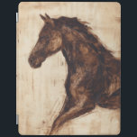 Profile of Brown Wild Horse iPad Smart Cover<br><div class="desc">The beauty of this dark horse is perfectly captured by two simple colors: brown and beige and the sharpness of the ink used in this painting makes it even more realistic. This contemporary fine art print representing a profile of a brown stallion will add character to any living room, dining...</div>