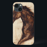Profile of Brown Wild Horse iPhone 13 Case<br><div class="desc">The beauty of this dark horse is perfectly captured by two simple colors: brown and beige and the sharpness of the ink used in this painting makes it even more realistic. This contemporary fine art print representing a profile of a brown stallion will add character to any living room, dining...</div>