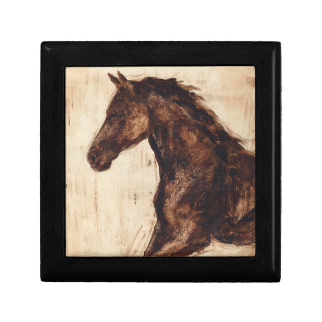 Profile of Brown Wild Horse Keepsake Box (Front)