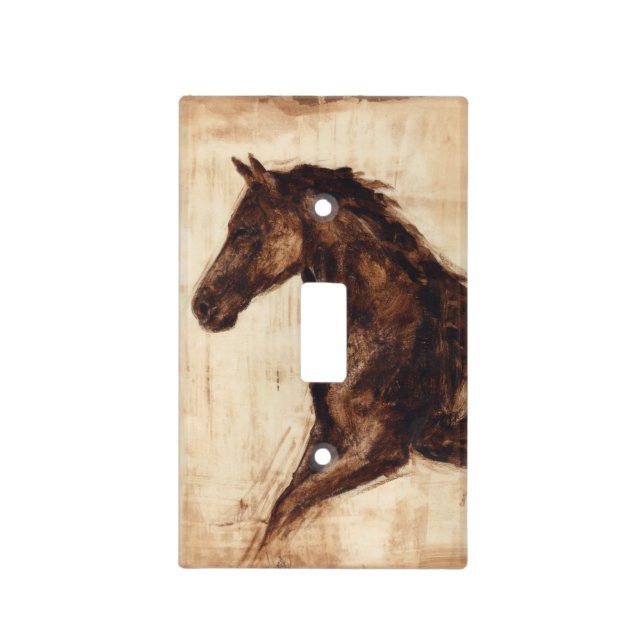 Profile of Brown Wild Horse Light Switch Cover (Front)