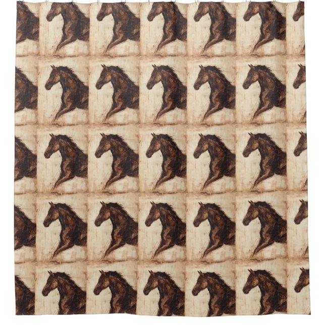 Profile of Brown Wild Horse Shower Curtain (Front)