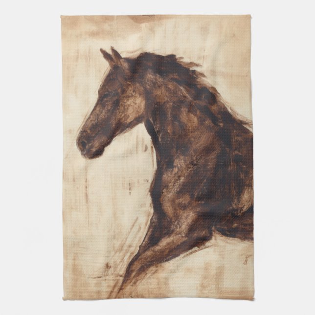 Profile of Brown Wild Horse Towel (Vertical)