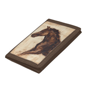 Profile of Brown Wild Horse Tri-fold Wallet
