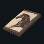 Profile of Brown Wild Horse Trifold Wallet<br><div class="desc">The beauty of this dark horse is perfectly captured by two simple colors: brown and beige and the sharpness of the ink used in this painting makes it even more realistic. This contemporary fine art print representing a profile of a brown stallion will add character to any living room, dining...</div>