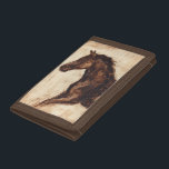 Profile of Brown Wild Horse Trifold Wallet<br><div class="desc">The beauty of this dark horse is perfectly captured by two simple colors: brown and beige and the sharpness of the ink used in this painting makes it even more realistic. This contemporary fine art print representing a profile of a brown stallion will add character to any living room, dining...</div>