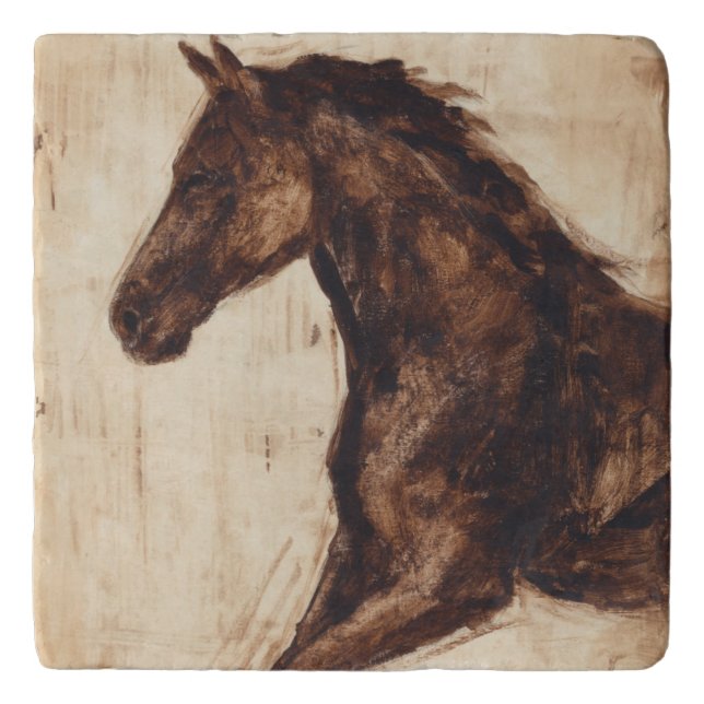 Profile of Brown Wild Horse Trivet (Front)