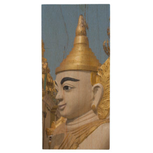 Profile Of Buddha Statue Wood USB Flash Drive