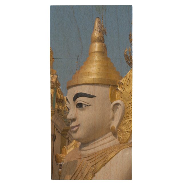 Profile Of Buddha Statue Wood USB Flash Drive (Front Vertical)