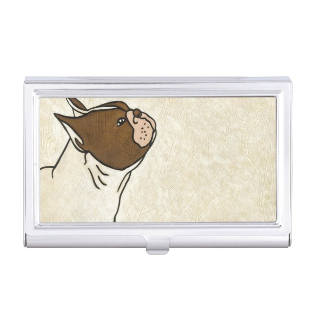 Profile of French Bulldog Looking Up Business Card Holder (Front)